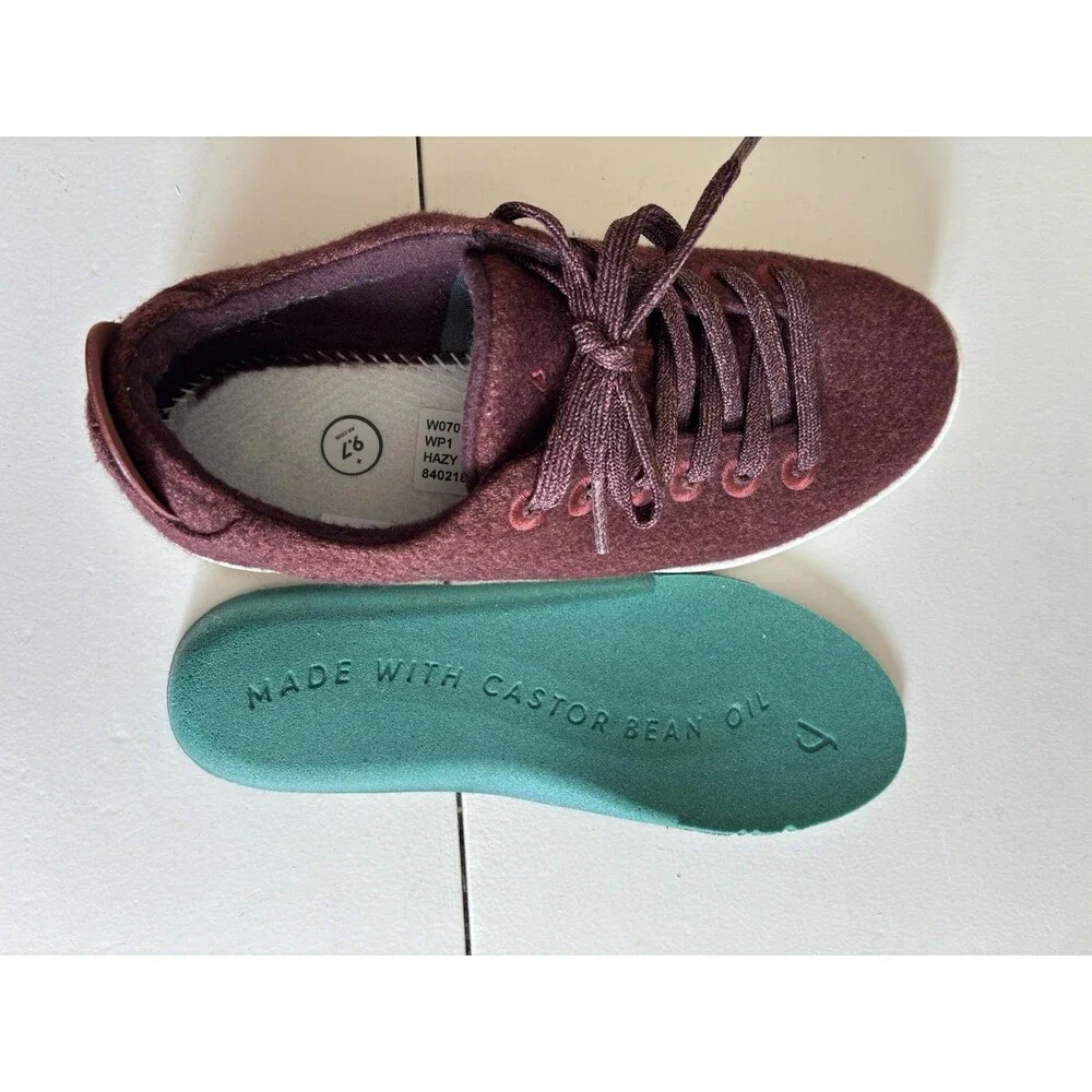 Allbirds Women’s US 7 Wool Piper Burgundy Lace-Up Lightweight Sneaker Shoes